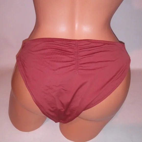 Victoria Secret Swim Bikini Bottom XL Brazilian Ginger Solid Double Strap New - Picture 5 of 10